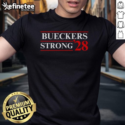 Alt Text: Premium Bueckers Strong '28 T-Shirt featuring bold design, perfect for fans of Paige Bueckers and sports apparel.