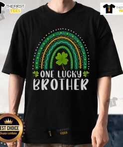 Premium Hooligan Squad St. Patrick's Day T-Shirt featuring a rainbow design and 'One Lucky Brother' text.