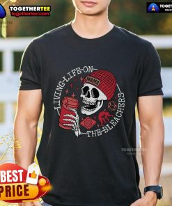 Pretty Living Life On The Bleachers Mama Skull T-Shirt featuring a stylish skull design for trendy moms.