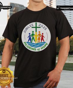 Top 2025 Jubilee of the Catholic Church Pilgrims of Hope matching t-shirt design for event participants.