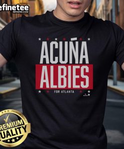 Top Acua-Albies for Atlanta T-Shirt featuring vibrant graphics of Braves stars Ronald Acua Jr. and Ozzie Albies.