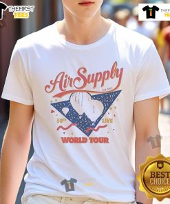 Top Air Supply 50th Live Music World Tour 2025 T-Shirt featuring balloon design, celebrating the band's legacy since 1975.