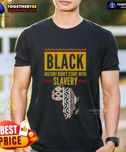 Top Black History Didn't Start With Slavery Africa Map T-Shirt design showcasing African heritage and empowerment.