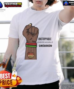 Alt Text: Top Black History Month Unstoppable Unshaken Unbreakable T-Shirt featuring bold text design and vibrant colors.