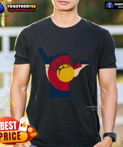Top Colorado Flag Shake Hand Sign T-Shirt featuring a vibrant Colorado flag design and a handshake graphic.