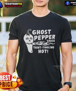 Alt Text: Top Ghost Pepper Sauce Taint Tingling Hot T-Shirt featuring vibrant graphics and spicy theme for hot sauce lovers.
