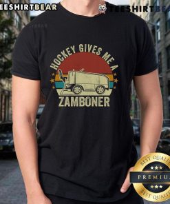 Top Hockey Gives Me A Zamboner Retro T-Shirt featuring a vintage design ideal for hockey fans and enthusiasts.