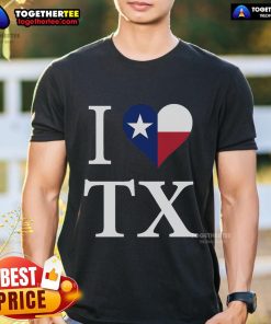 Top I Love Texas TX Flag T-Shirt featuring a vibrant Texas flag design, perfect for proud Texans and casual wear.