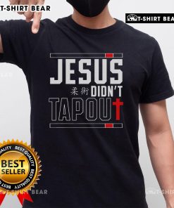 Alt Text: Top Jiu Jitsu Jesus Faith T-Shirt featuring 'Jesus Didn't Tap Out' design for Christian grappling enthusiasts.