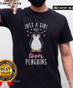 Top Just A Girl Who Loves Penguins T-Shirt featuring a cute penguin graphic on a stylish women's tee.