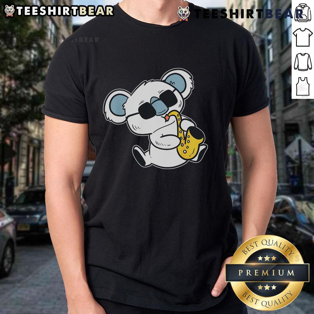 Top Koala Playing Saxophone Band Member T Shirt Top Koala Playing Saxophone Band Member T-Shirt featuring a cute koala musician with saxophone in vibrant colors.