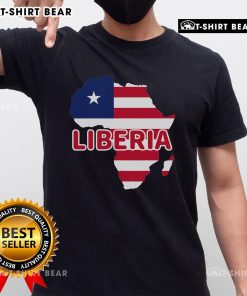Top Liberia Liberian Pride Flag Map Africa T-Shirt featuring the Liberian flag and Africa map design.