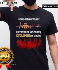Top Normal Heartbeat and Heartbeat When My Cyclones Are Playing T-Shirt design featuring vibrant graphics and team spirit.