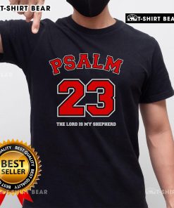 Christian Jersey T-Shirt featuring Psalm 23 'The Lord Is My Shepherd' Bible verse design for faith-inspired fashion.
