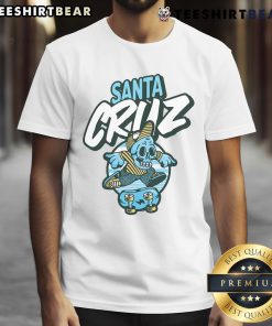 Top Santa Cruz California vintage skeleton t-shirt design featuring a colorful skull graphic and retro typography.