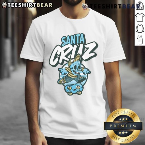 Top Santa Cruz California vintage skeleton t-shirt design featuring a colorful skull graphic and retro typography.