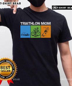 Alt Text: Top Triathlon Mom Art Sport Triathlete T-Shirt design featuring a vibrant graphic celebrating triathlete moms.