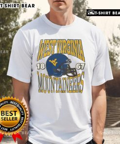 Top West Virginia Mountaineers classic team helmet t-shirt featuring vibrant colors and logo, perfect for fans and collectors.