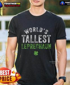 Top World's Tallest Leprechaun St. Patrick's Day T-Shirt featuring a vibrant leprechaun graphic and festive colors.
