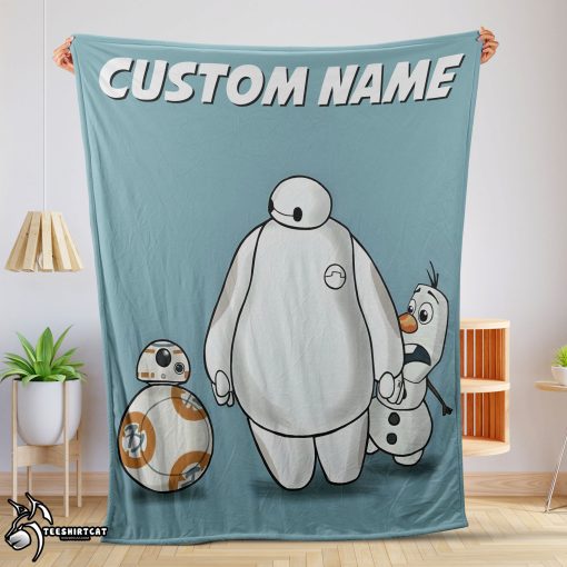 Disney Cartoon Big Hero 6 Baymax With Friends Blanket Fleece Customized Blanket