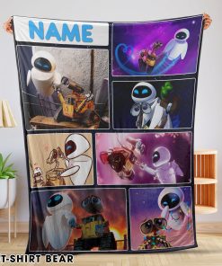 Disney Cartoon Wall-E and Eve Blanket Fleece Customized Blanket