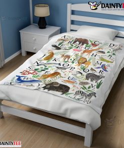 Animal Alphabet A To Z Watercolor Wildlife Blanket Fleece Customized Blanket
