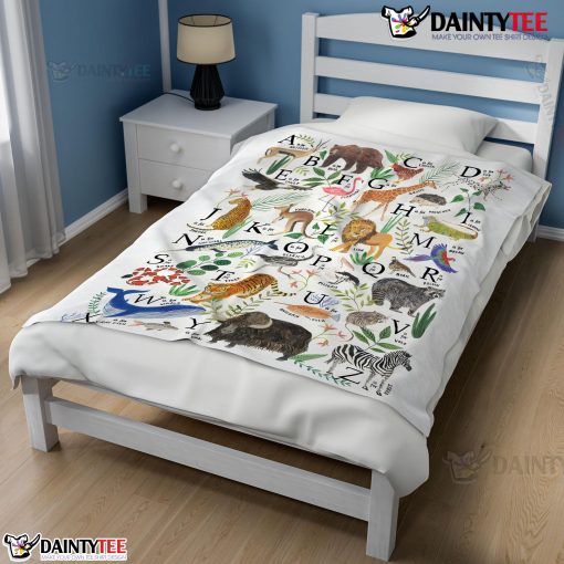 Animal Alphabet A To Z Watercolor Wildlife Blanket Fleece Customized Blanket
