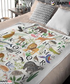 Animal Alphabet A To Z Watercolor Wildlife Blanket Fleece Customized Blanket