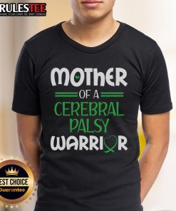 Alt Text: Awesome Cerebral Palsy Warrior Mother wearing a green ribbon awareness T-shirt, showcasing support for CP awareness.