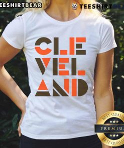 Modern geometric ladies tee featuring Cleveland Ohio baseball design, perfect for fans and stylish casual wear.