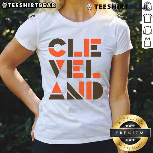 Modern geometric ladies tee featuring Cleveland Ohio baseball design, perfect for fans and stylish casual wear.
