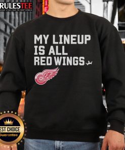 Awesome Detroit Red Wings My Lineup Sweatshirt featuring team colors and logo, perfect for fans and game day wear.