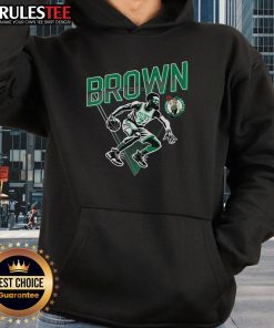 Jaylen Brown wearing an Awesome DraftKings x NBPA hoodie, showcasing style and team spirit in sports apparel.