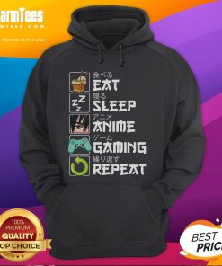 Awesome Eat Sleep Anime Gaming Repeat Kawaii Otaku Anime Manga Hoodie featuring vibrant designs and cozy fit.