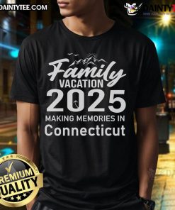Awesome Family Vacation 2025 T-Shirt featuring fun Connecticut design, perfect for making memories on your family trip.