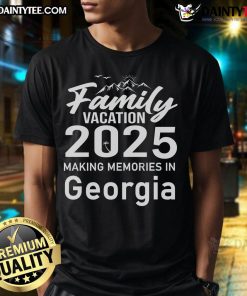 Alt Text: Awesome Family Vacation 2025 t-shirt featuring a scenic design celebrating family memories in Georgia.