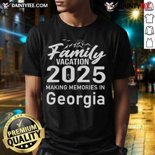 Alt Text: Awesome Family Vacation 2025 t-shirt featuring a scenic design celebrating family memories in Georgia.
