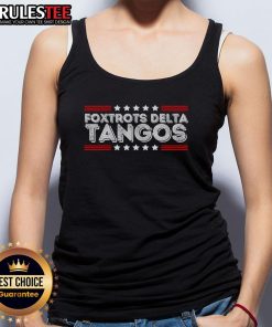 Awesome Foxtrots Delta Tangos funny patriotic tank top design featuring playful dance graphics and vibrant colors.
