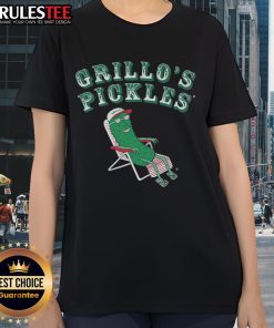 Awesome Grillos Pickles Ladies Tee featuring a vibrant design and comfortable fit, perfect for pickle lovers.