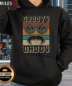Alt Text: Awesome Groovy Daddy 60s 70s Retro Hippie Hoodie featuring vibrant colors and a classic peace symbol design.