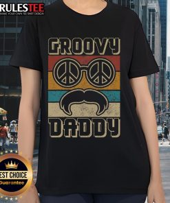 Awesome Groovy Daddy 60s 70s Retro Hippie Ladies Tee featuring vibrant colors and a vintage design for stylish retro enthusiasts.