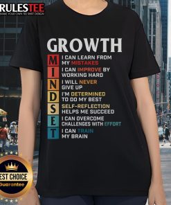 Awesome Growth Mindset definition motivational quote on a ladies tee, inspiring confidence and positive thinking.