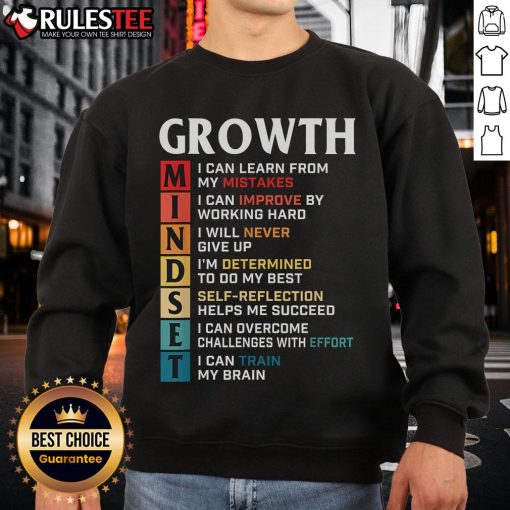 Awesome growth mindset definition on a motivational quote sweatshirt, perfect for inspiration and personal development.