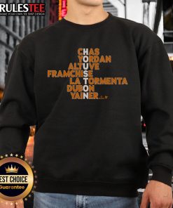 Awesome Houston Baseball MLB Names 2025 Sweatshirt featuring vibrant team colors and stylish design for fans.
