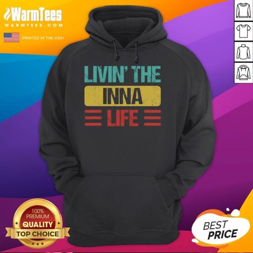Alt Text: Stylish 'Awesome Livin The Inna Life Inna Name' hoodie in vibrant colors, perfect for casual wear and street style.