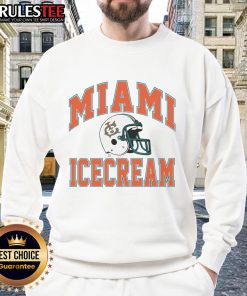Awesome Miami Ice Cream Helmet Sweatshirt featuring a colorful ice cream graphic, perfect for casual summer wear.