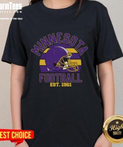 Alt Text: Awesome Minnesota Football Est 1961 Team Supporter Ladies Tee in vibrant colors, perfect for fans showing team spirit.