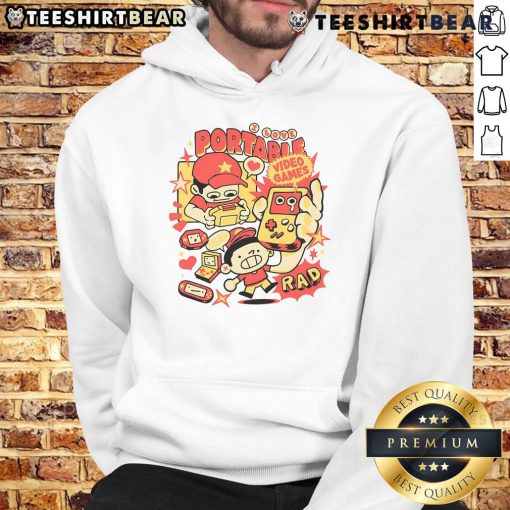 Awesome Portable Video Games Rad Retro Gamer Hoodie in vibrant colors, perfect for gaming enthusiasts and stylish comfort.