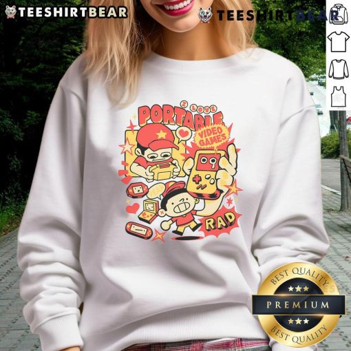 Awesome Portable Video Games Rad Retro Gamer Sweatshirt in vibrant colors, perfect for gaming enthusiasts and nostalgia lovers.