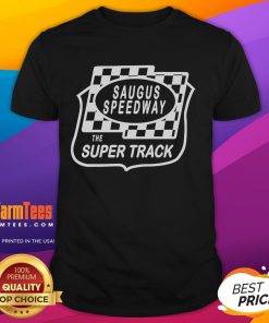 Awesome Saugus Speedway The Super Track T-Shirt featuring vibrant graphics and a comfortable fit for racing fans.